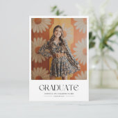 Daisy 2 Foto Minimalistisch 60er Retro Abschluss Einladung (Stehend Vorderseite)