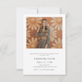 Daisy 2 Foto Minimalistisch 60er Retro Abschluss Einladung (Rückseite)