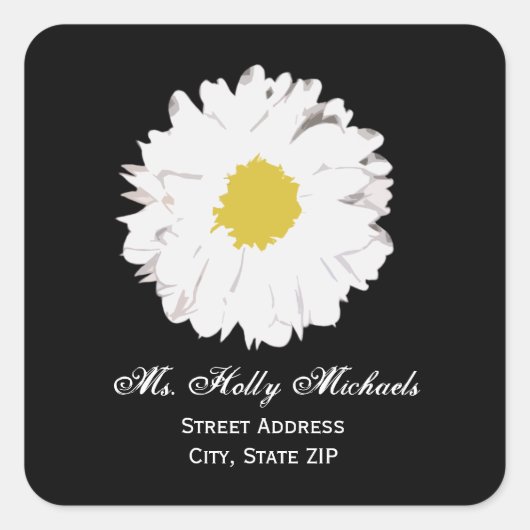 Daisy Address Label-Aufkleber Quadratischer Aufkleber (Vorderseite)