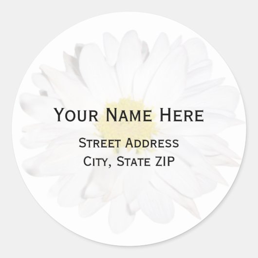 Daisy Address Label Runder Aufkleber (Vorderseite)