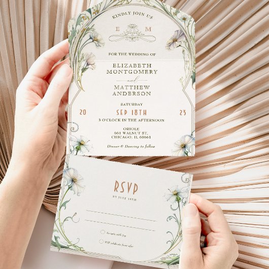 Daisy All in One Wedding Einladung von Mucha