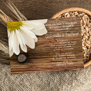 Daisy and Barn Wood Country Couples Polterabend Einladung