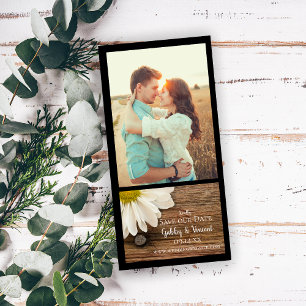 Daisy and Barn Wood Country Wedding Save the Date