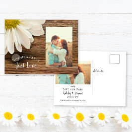 Daisy and Barn Wood Country Wedding Save the Date Ankündigungspostkarte
