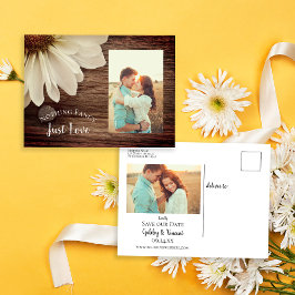 Daisy and Barn Wood Country Wedding Save the Date Ankündigungspostkarte