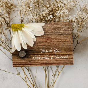 Daisy and Barn Wood Country Wedding Vielen Dank Dankeskarte