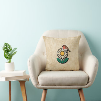 Daisy and Bird Design Kissen