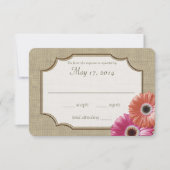 Daisy and Burlap Coral and Pink Reply RSVP Karte (Vorderseite)