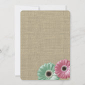 Daisy and Burlap Mint Green und Pink Einladung (Rückseite)