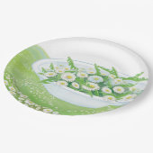 Daisy and Dandelion Spring Salad Illustration Pappteller (Schrägansicht)