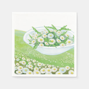 Daisy and Dandelion Spring Salad Illustration Serviette