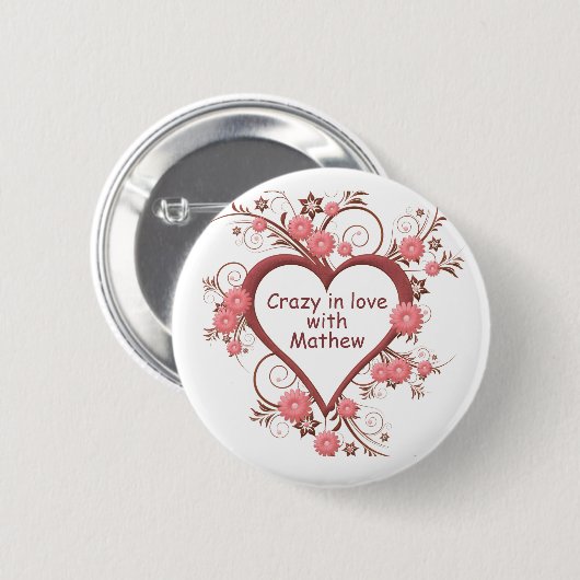 Daisy and Heart, Crazy in Liebe Button (Vorne & Hinten)