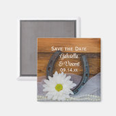 Daisy and Horseshoe Country Wedding Save the Date Magnet (Vorderseite/Rückseite)