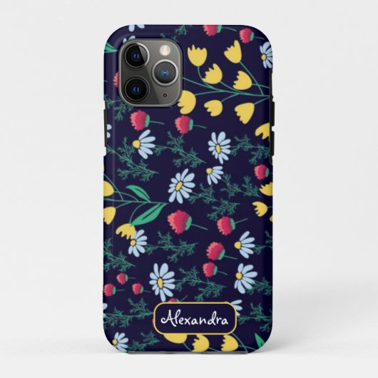 daisy and lily floral botanical flower print, Case-Mate iPhone hülle (Rückseite)