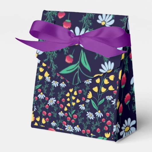 daisy and lily floral botanical flower print, geschenkschachtel (Vorderseite)