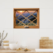 Daisy and Rocks Fake, Imitate Window Illusion Poster (Küche)