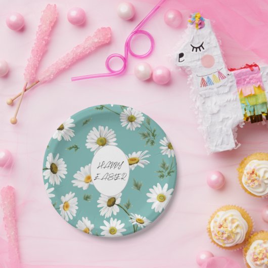 Daisy Aquamarin floral farbenfrohe Muster Osterfrü Pappteller (Party)