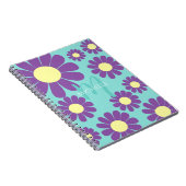 Daisy Aquamarin Lila Monogram Notizblock (Rechte Seite)