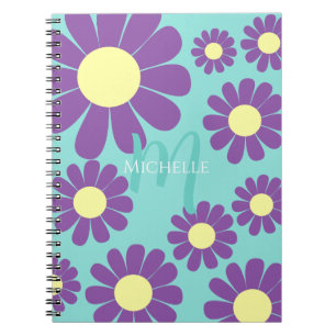 Daisy Aquamarin Lila Monogram Notizblock