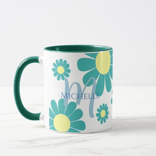 Daisy Aquamarin Monogram Tasse (Links)