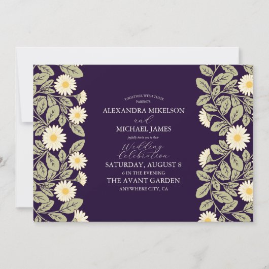 Daisy Art Nouveau Wedding Einladung (Vorderseite)