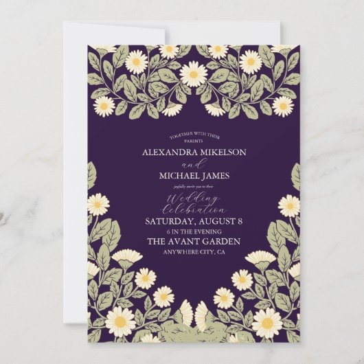 Daisy Art Nouveau Wedding Einladung (Vorderseite)