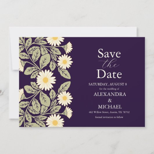 Daisy Art Nouveau Wedding Save The Date (Vorderseite)