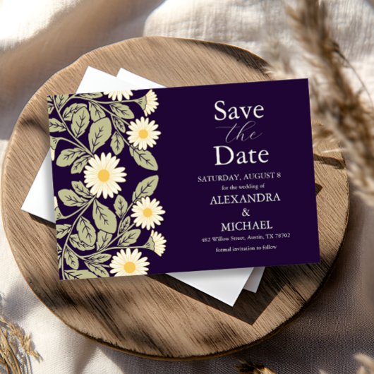 Daisy Art Nouveau Wedding Save The Date