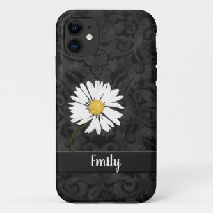 Daisy auf Black Damask Case-Mate iPhone Case