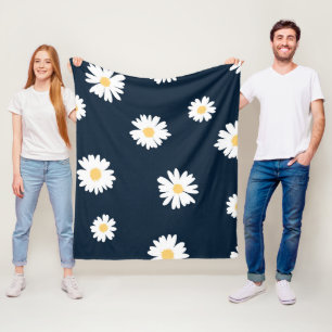 Daisy auf blauem Muster Fleecedecke