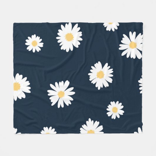 Daisy auf blauem Muster Fleecedecke (Vorderseite (Horizontal))