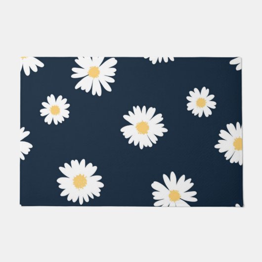 Daisy auf blauem Muster Fußmatte (Vorderseite)