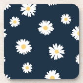 Daisy auf blauem Muster Getränkeuntersetzer (Vorderseite)