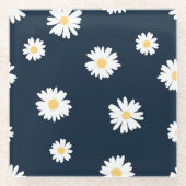Daisy auf blauem Muster Glasuntersetzer (Vorderseite)
