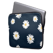 Daisy auf blauem Muster Laptopschutzhülle (Vorderseite Links)