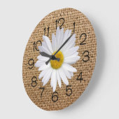 Daisy auf Burlap Large Clock Große Wanduhr (Winkel)