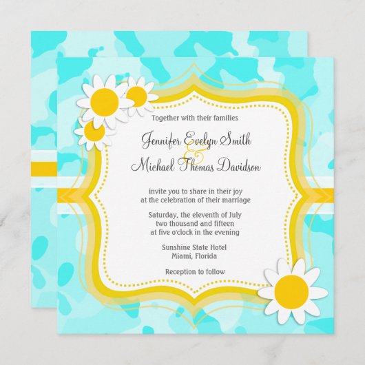 Daisy auf der Camouflage Celeste; Camouflage Einladung (Vorne/Hinten)