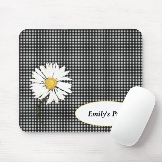 Daisy auf Gingham mit Namen Mousepad (Mit Mouse)
