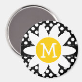 Daisy auf schwarzen und weißen Polka-Punkten Magnet (Vorderseite/Rückseite)