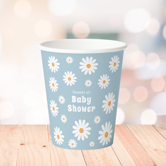 Daisy Baby Boy Shower Blue Blume Power Pappbecher
