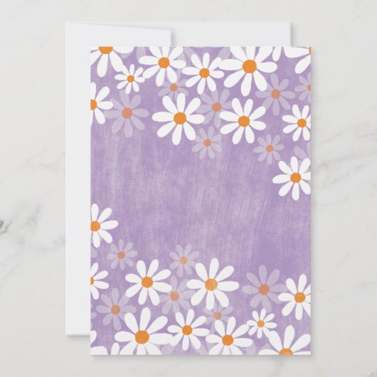 Daisy Baby Dusche Einladung Purpl Boho Retro Dais (Rückseite)