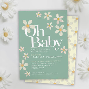 Daisy Baby Dusche oh Baby Creme grüne Einladungen