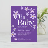 Daisy Baby Dusche oh Baby lila Einladungen (Stehend Vorderseite)
