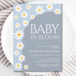 Daisy Baby in Bloom Boho Blue Baby Dusche Einladung