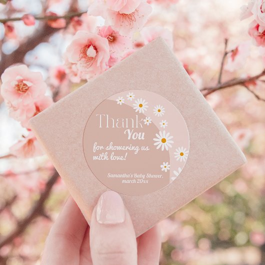 Daisy Baby in bloom Boho Girl Baby Dusche Danke Runder Aufkleber