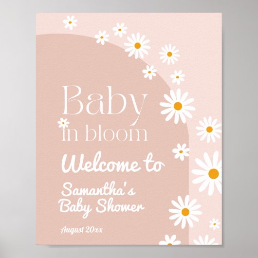 Daisy Baby in bloom Boho Girl Babydusche Begrüßung Poster (Vorne)