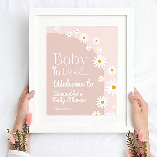 Daisy Baby in bloom Boho Girl Babydusche Begrüßung Poster