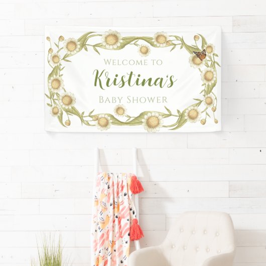 Daisy Baby in Bloom Wildblume Baby Shower Banner (Insitu)