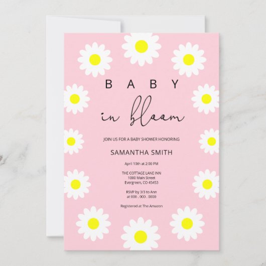 Daisy - Baby in Blüte Einladung (Vorderseite)