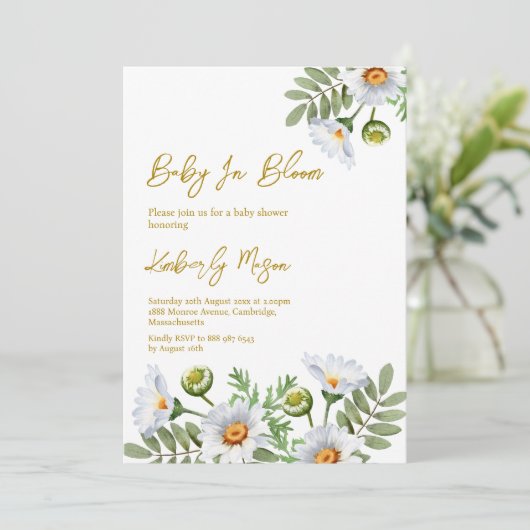 Daisy-Baby-Party Einladung (Stehend Vorderseite)